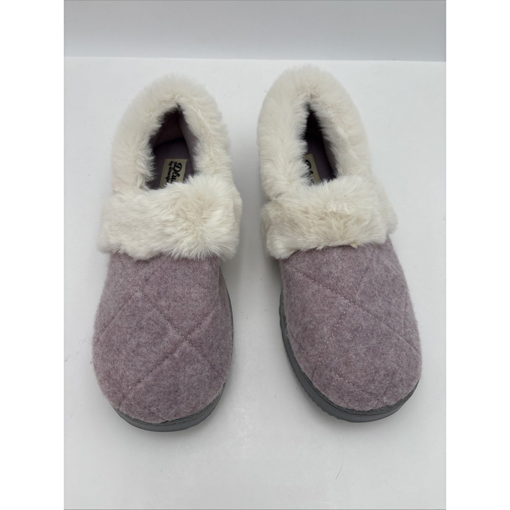 Dearfoams Slippers Women Large 9-10 Lavender Slippers Memory Foam Shoes Faux fur